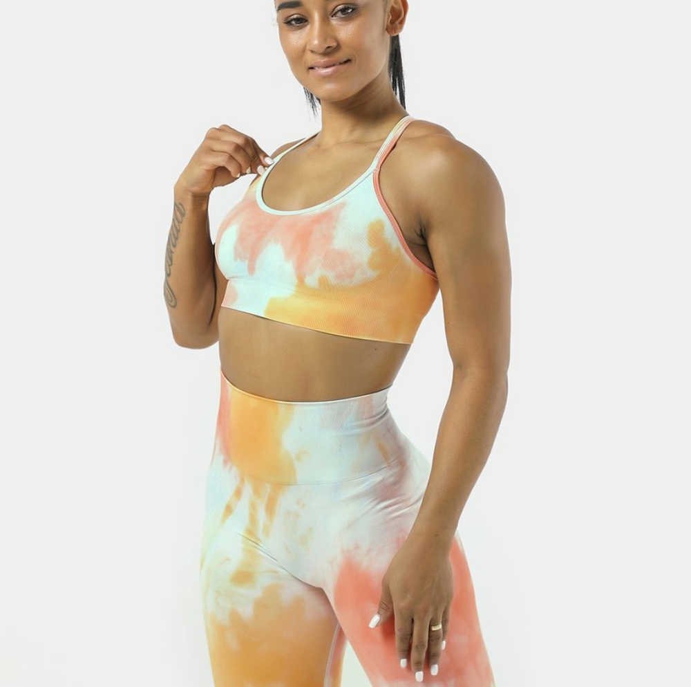 BNWT tie dye workout leggings, granite rose - Picture 3 of 6